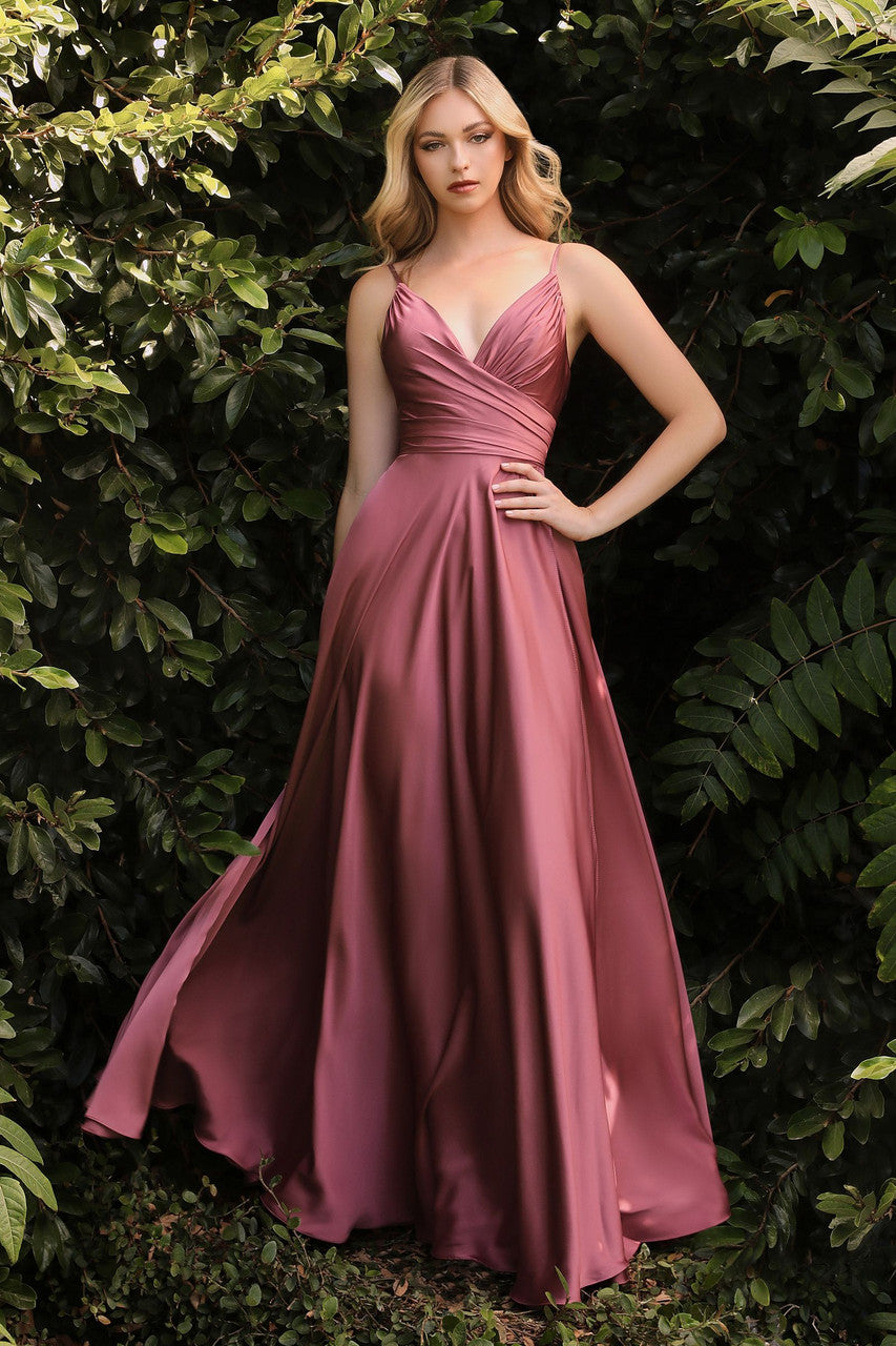 Erica Gown - Mauve Rose Soft Satin A-Line Sweetheart Neckline Dress for Wedding, Prom & Special Occasions