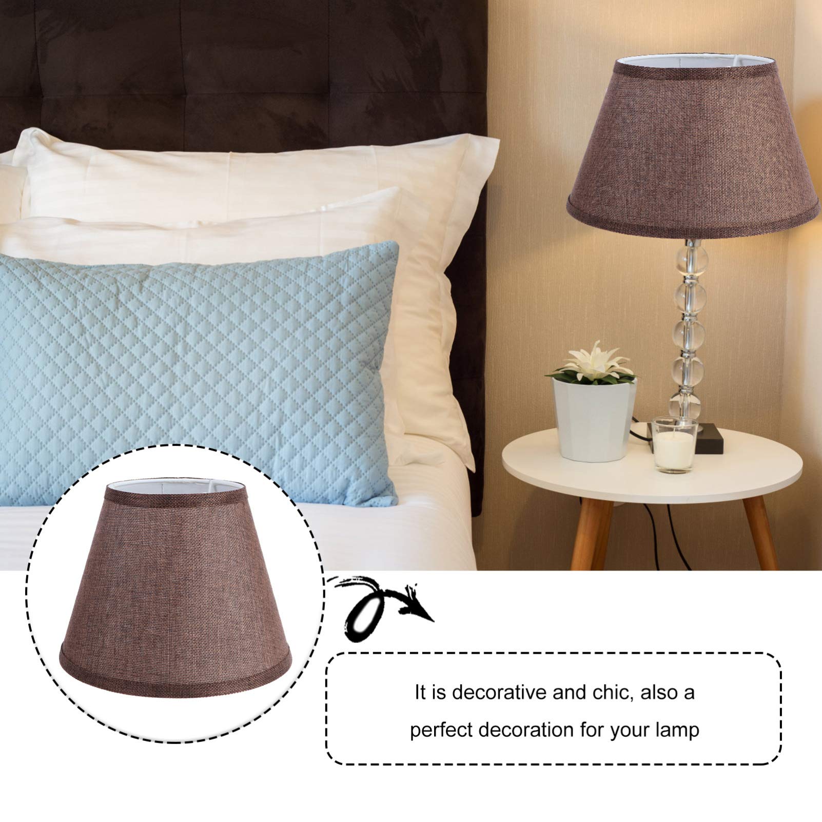 Lurrose 23cm Clip-On Drum Lamp Shade - Fabric Chandelier & Table Lamp Cover for Bulbs & Candles - Perfect for Home Office, Bedroom, and Living Room Lighting Decor