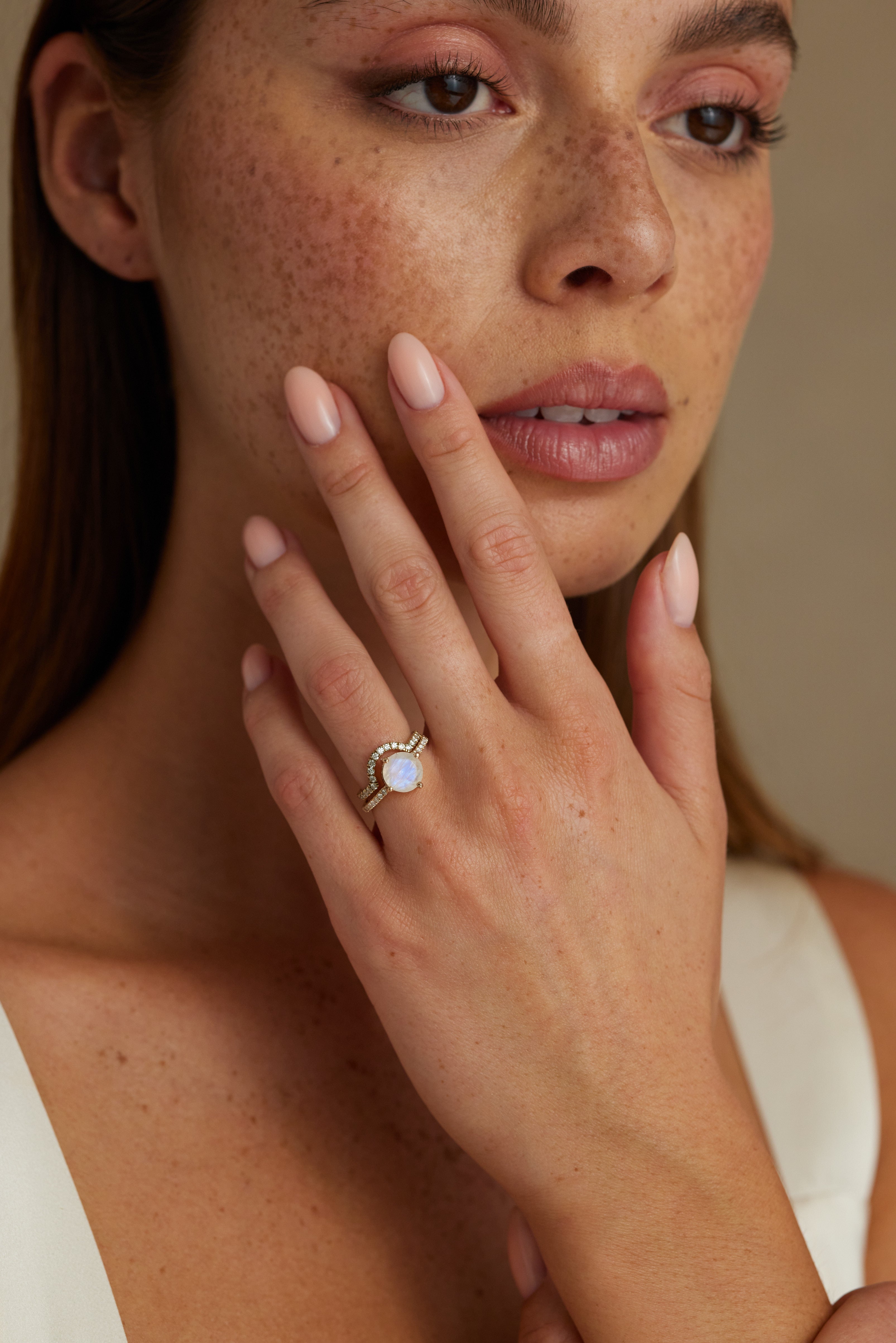 14K White Gold Moonstone Solitaire Ring for Women - Elegant & Dainty Engagement, Wedding, or Promise Ring - Perfect for Special Occasions & Everyday Wear