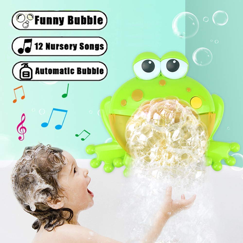 Frog Bubble Maker for Bath - Fun Foam Blower & Bubbling Machine with Nursery Rhyme Music - Best Bathtub Toy for Babies & Kids - Perfect for Happy Tub Time & Sensory Play
