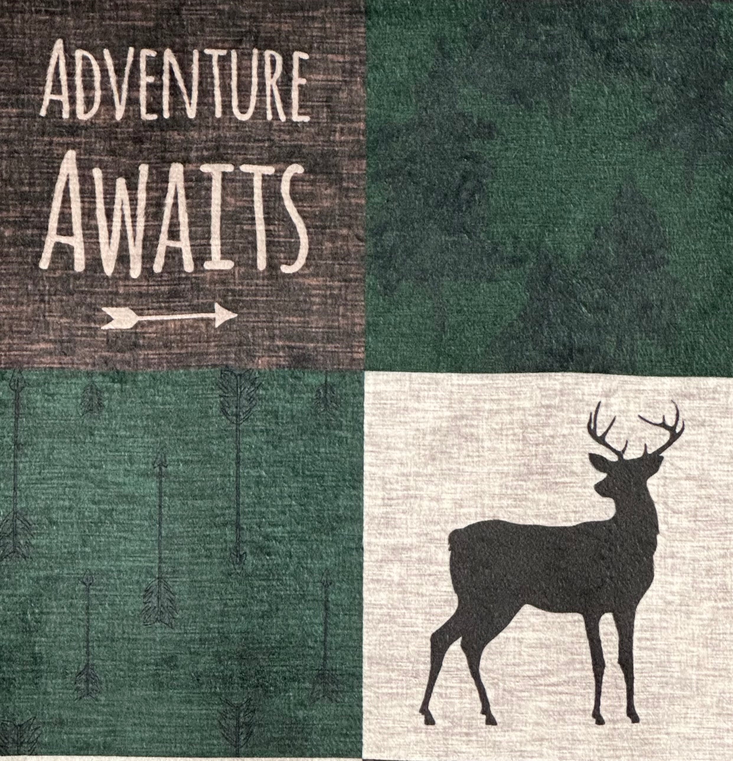 Adventure Awaits Camo Luxe Large Minky Blanket 55x79 Inches - Green & Brown Patchwork Design - Soft Plush Throw for Camping, Home Decor, and Outdoor Adventures