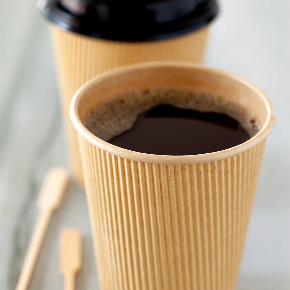 12oz Eco-Friendly Kraft Paper Coffee Cups - 25 Pack Leakproof Disposable Hot Cups with Ripple Design | Insulated Recyclable Paper Cups for Coffee Shops, Offices & Home Use (Lids Sold Separately) - Perfect for Hot Beverages, Takeout & Cafes