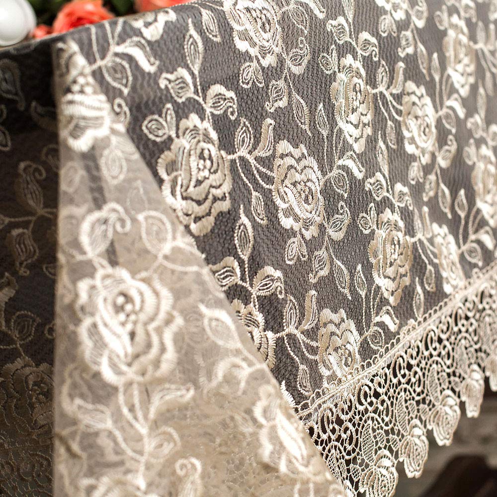 ARTABLE Vintage Lace Macrame Tablecloth - Embroidered Rectangular Table Cover for Wedding, Banquet, Holiday & Dinner Tables - Shabby Chic Design (Golden, 51x70 Inches) - Perfect for Elegant Dining, Tea Parties & Special Occasions