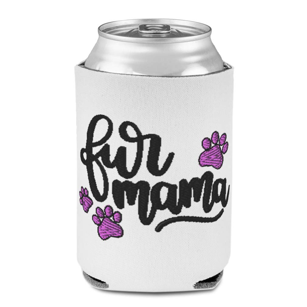 Insulated Can Sleeves for Drinks - Lavender Fur Mama Pawprint Design, Scuba Foam Beer Cooler Covers for Parties, Picnics & Outdoor Events