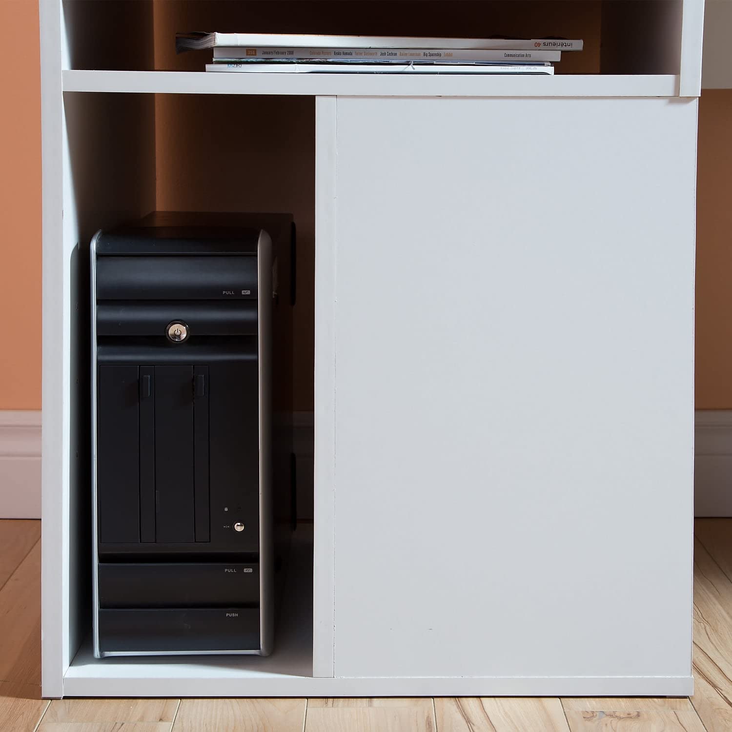 South Shore Narrow Home Office Computer Desk with Hutch, Pure White - Compact Space-Saving Workstation for Small Rooms, Apartments & Dorm Rooms