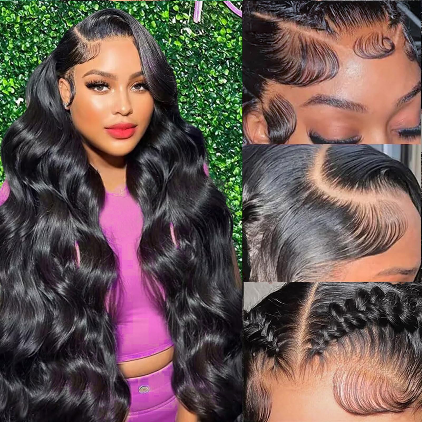 13x6 Lace Front Wigs Human Hair 28 Inch Body Wave 200% Density Pre Plucked with Baby Hair for Black Women | Natural Black Color | Perfect for Daily Wear, Parties, Cosplay & Special Occasions