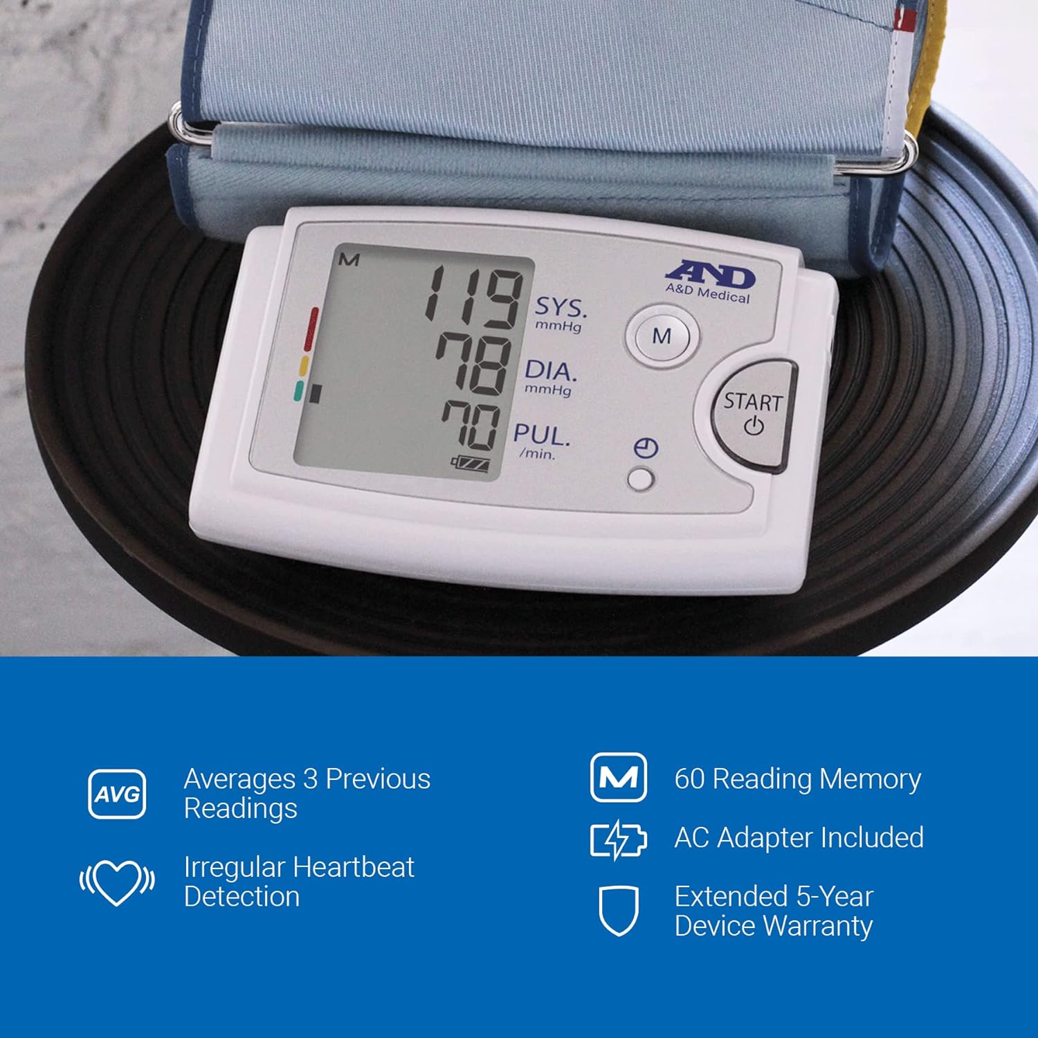 A&D Medical UA 789AC Premium Automatic Blood Pressure Monitor with Extra Large Cuff - Home Use, Clinic, Hospital & Travel BP Monitoring Device