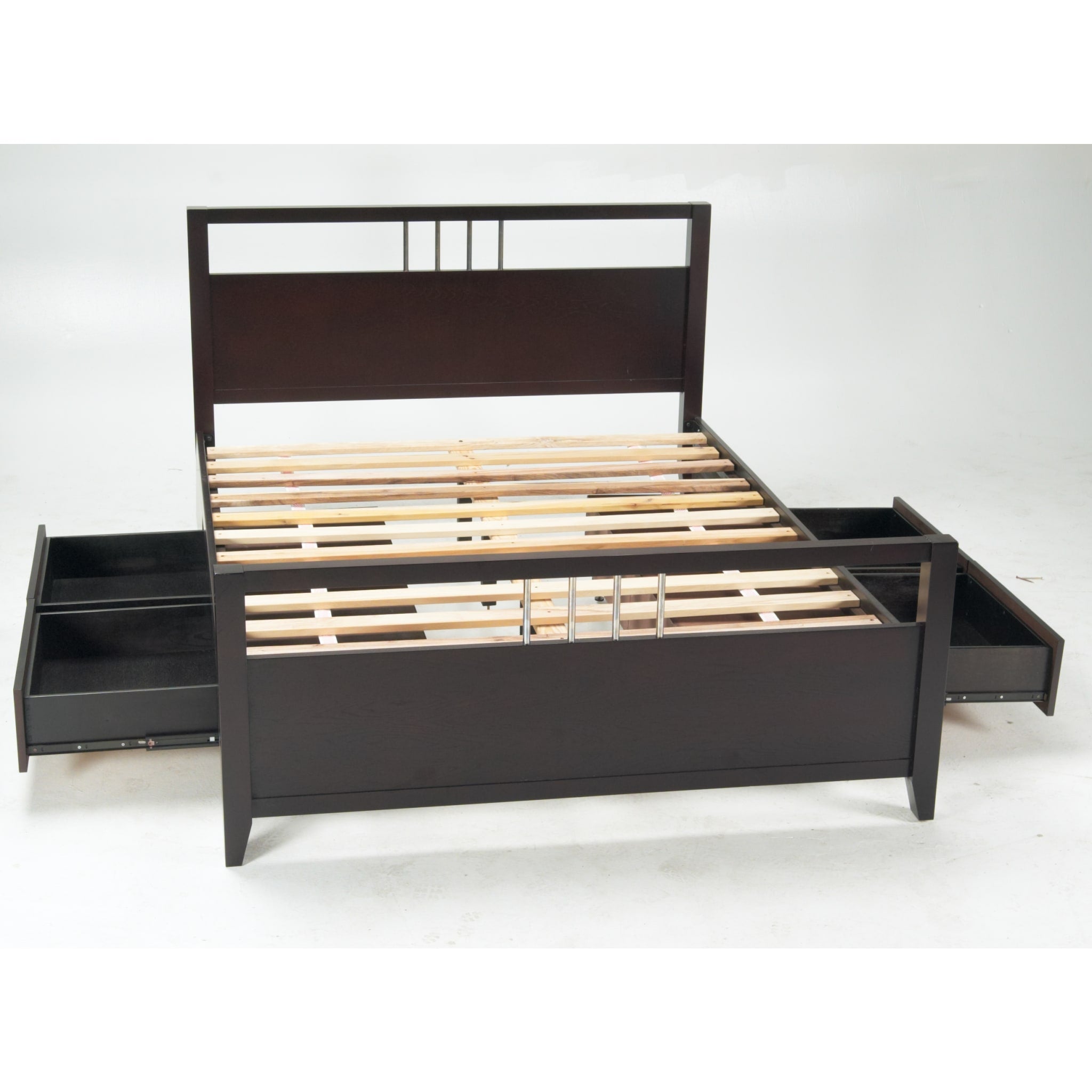 Nevis Espresso Platform Storage Bed - Modern Wooden Bed Frame with Underbed Storage - Perfect for Small Bedrooms, Guest Rooms & Studio Apartments