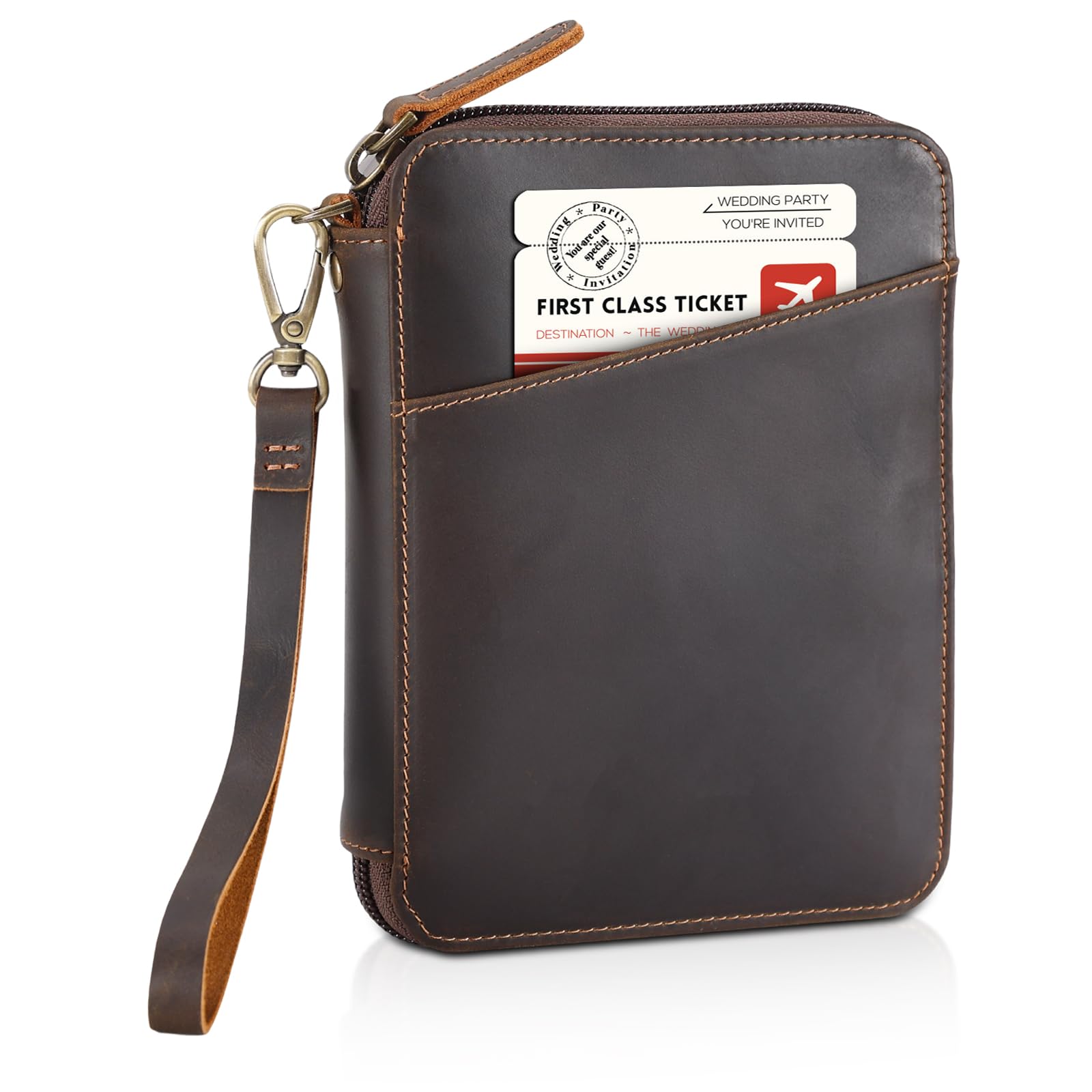 Premium Full Grain Leather RFID Blocking Passport Wallet - Holds 4 Passports, Travel Document Organizer for Family Vacations & International Trips (Men & Women) - Perfect for Airports, Cruises & Global Adventures