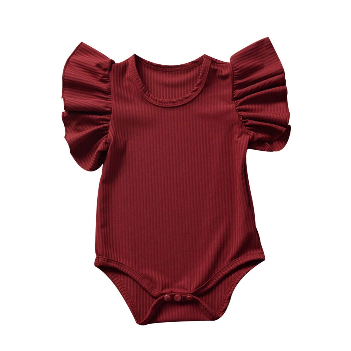 Mubineo Baby Girl Ruffle Flower Short Sleeve Romper - Soft Cotton Bodysuit for Infants 0-24 Months | Summer Outfits for Newborns & Toddlers | Perfect for Playdates, Beach Trips & Family Photos