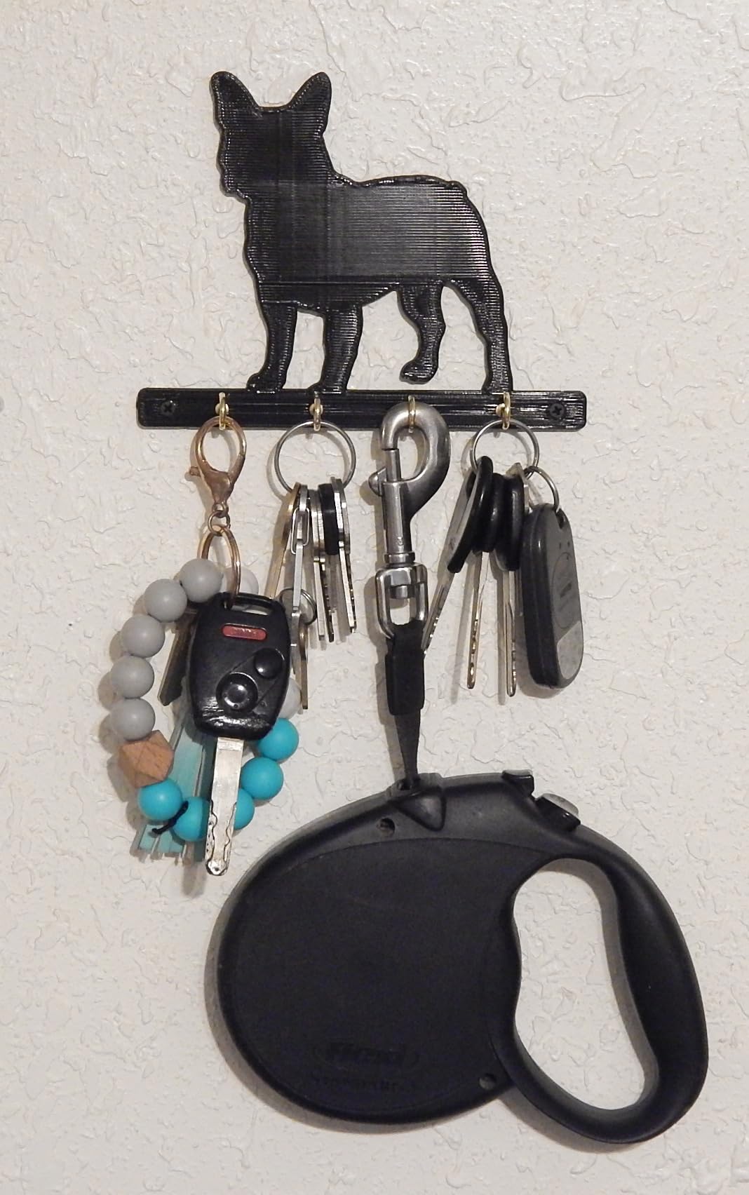 French Bulldog Leash & Key Holder Wall Hooks - Durable Dog Leash Organizer with 3 Hooks for Leashes, Keys & Accessories - Perfect for Entryway, Mudroom & Pet Lovers Home Decor