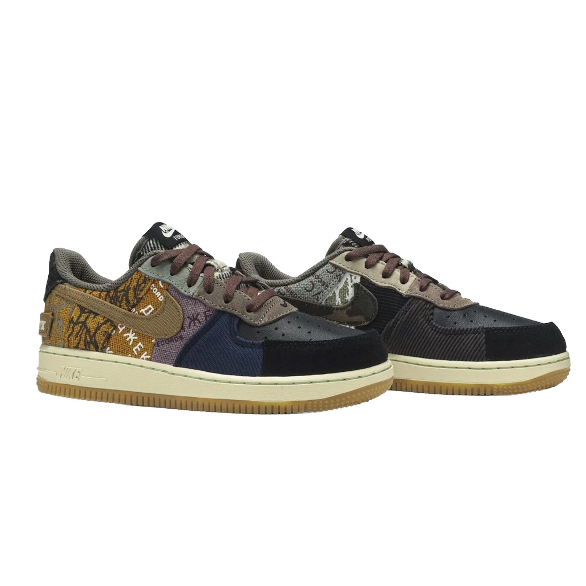 Nike Air Force 1 Low PS Travis Scott Cactus Jack Sneakers - Multi-Color Muted Bronze Fossil Kids Shoes for Casual Wear & Street Style Fashion