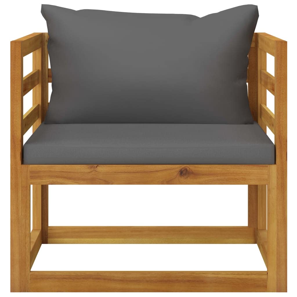 vidaXL Patio Chair Set - Modular Sectional Sofa with Cushions & Tea Table, Solid Acacia Wood Outdoor Furniture for Garden, Backyard, Deck - Rustic Style Lounge Seating for Relaxing & Entertaining