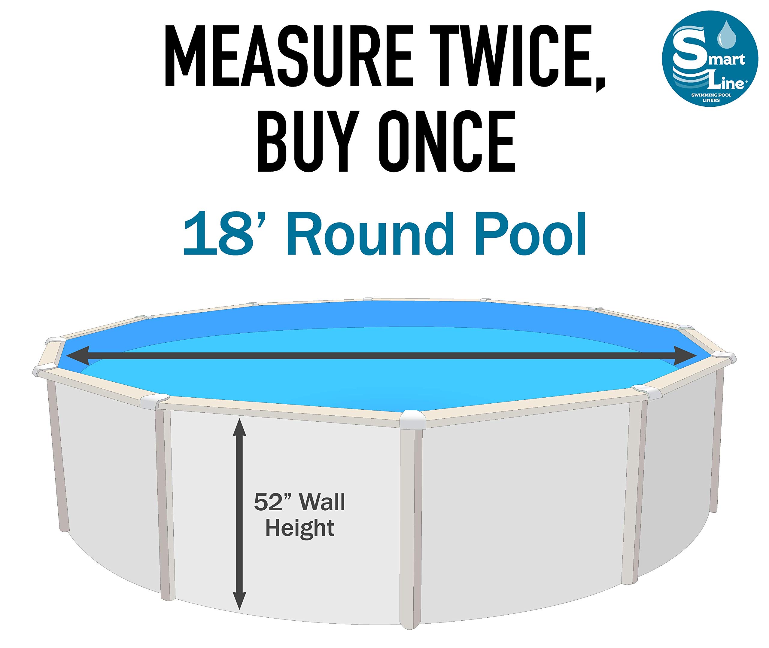 Smartline Crystal Tile 18-Foot Round Pool Liner - UniBead Style for Steel Sided Above-Ground Pools | 52-Inch Wall Height | 25 Gauge Virgin Vinyl | Includes Universal Gasket Kit | Perfect for Backyard Swimming, Summer Relaxation & Family Fun
