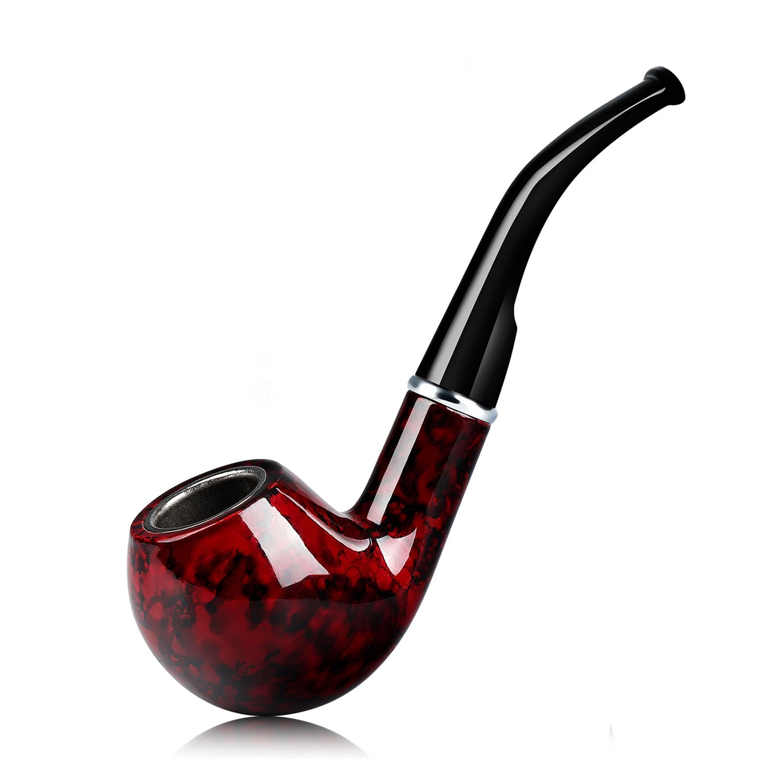 Joyoldelf Classic Bent Tobacco Pipe with Foldable Stand - Premium Smoking Pipe Kit with Gift Box & Accessories for Relaxation & Social Gatherings