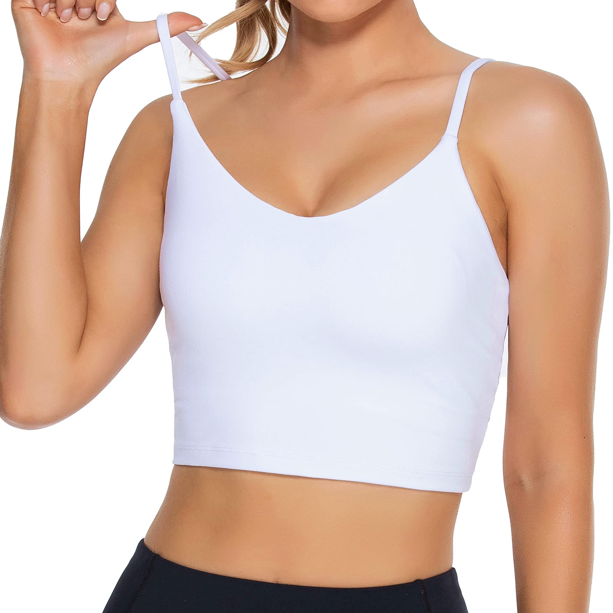 Lemedy Women's Padded Sports Bra - V Neck Workout Top with Removable Cups for Yoga, Running & Fitness | Moisture-Wicking Breathable Crop Tank for Active Women
