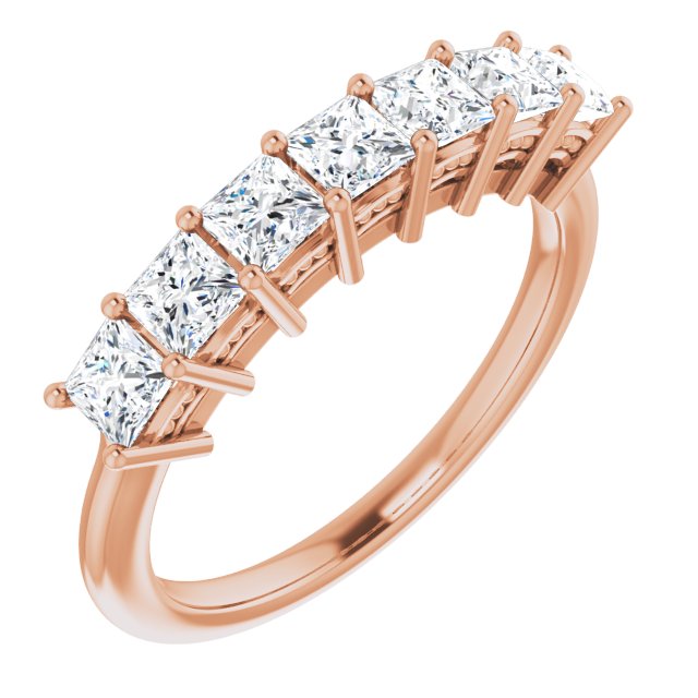 1.26 Carat Princess Cut Diamond Wedding Band - 7 Stone Anniversary Ring for Women, Elegant Bridal Jewelry, Perfect for Engagement, Proposal & Special Occasions