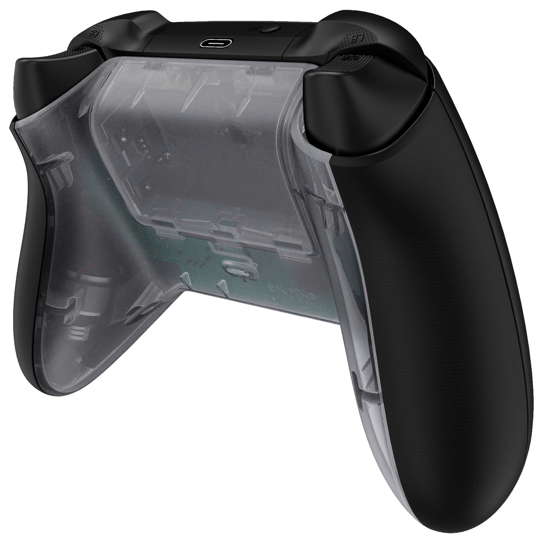 eXtremeRate Clear Custom Bottom Shell with Battery Cover for Xbox Series S/X Controller - DIY Replacement Backplate Cover for Xbox Core Controller Model 1914 - Perfect for Gaming Enthusiasts & Custom Mods - Controller & Side Rails Not Included - BX3M501