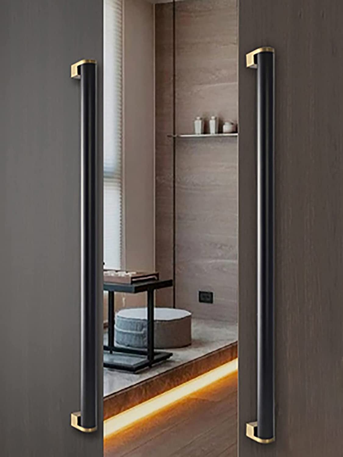 ETULLE Sliding Barn Door Handle - 70.9 Inch Long Base Gate Handle for Front Doors, Glass Doors & Frameless Shower Doors - Double Sided Design (Black) - Perfect for Modern Homes, Offices & Commercial Spaces
