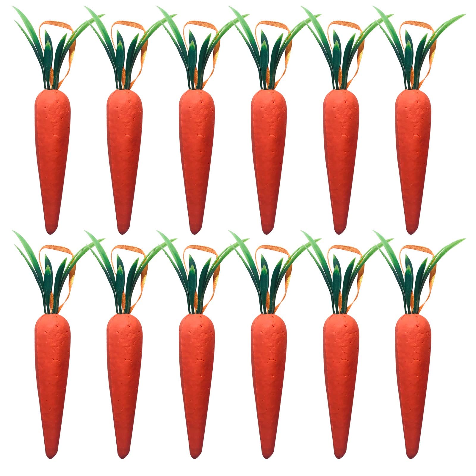 6 Inch Easter Artificial Carrot Hanging Ornaments - Glitter Foam Carrot Pendants for Easter Party Decorations, Home Festive Crafts, DIY Spring Holiday Hanging Tags (Set of 12) - Perfect for Easter Tree Decor, Spring Wreaths, Bunny Party Favors and Seasonal Home Decoration