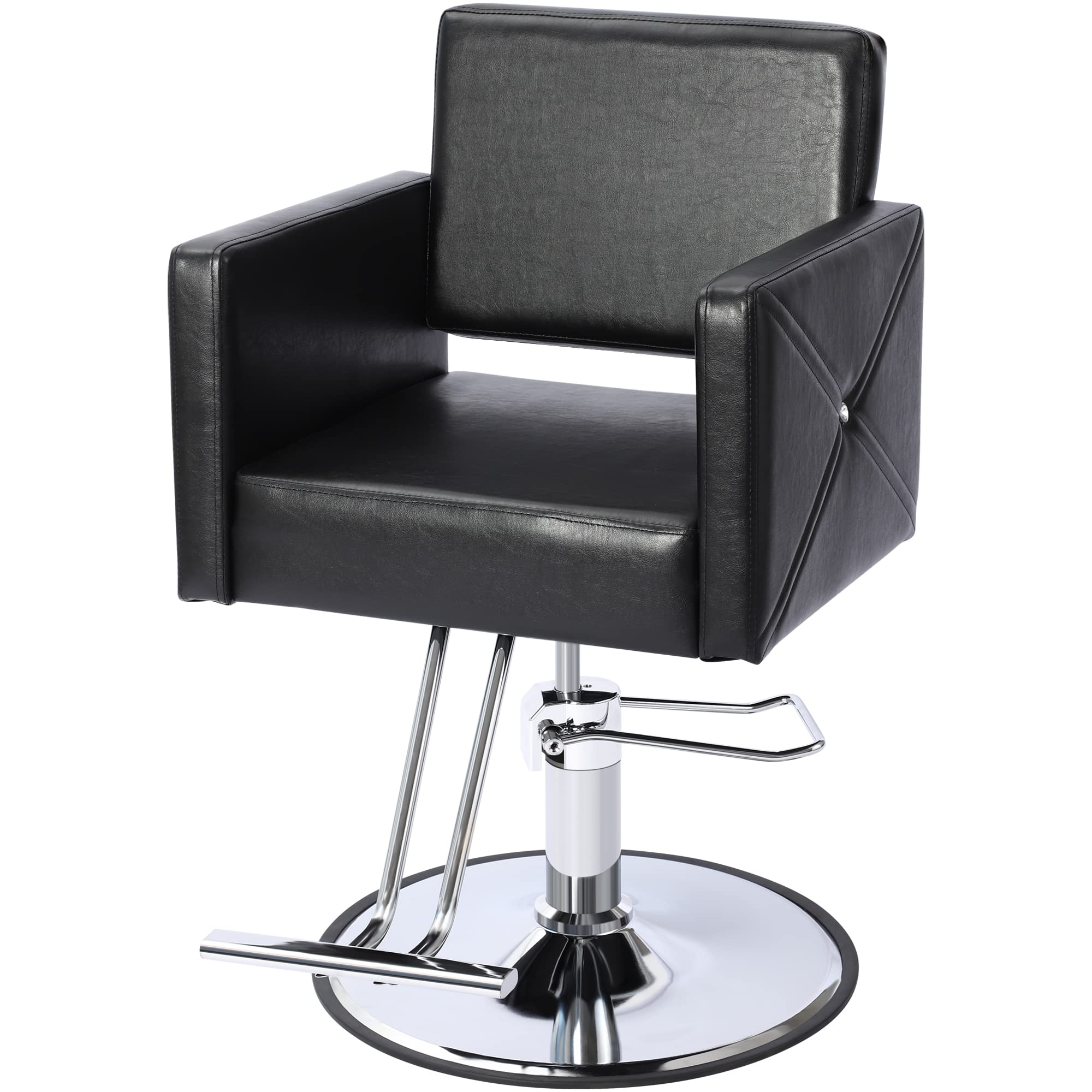 Professional Hydraulic Barber Chair - 360° Swivel Adjustable Styling Salon Chair with Height Adjustment for Hairdressers & Shampoo Stations (Black) | Perfect for Hair Salons, Barber Shops & Home Styling Studios