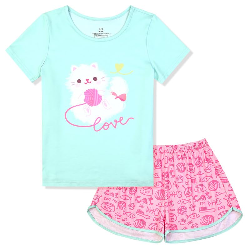 Girls Cotton Pajama Sets - Summer Short Sleeve Sleepwear for Kids & Toddlers - Perfect for Bedtime & Sleepovers