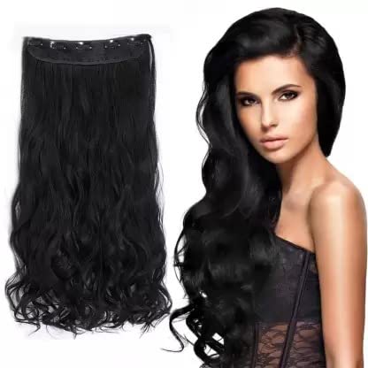 SONIYA ENTERPRISES 5-Pack Black Curly Synthetic Hair Extensions for Women & Girls - Instant Length & Volume Boost | Perfect for Parties, Cosplay & Daily Styling