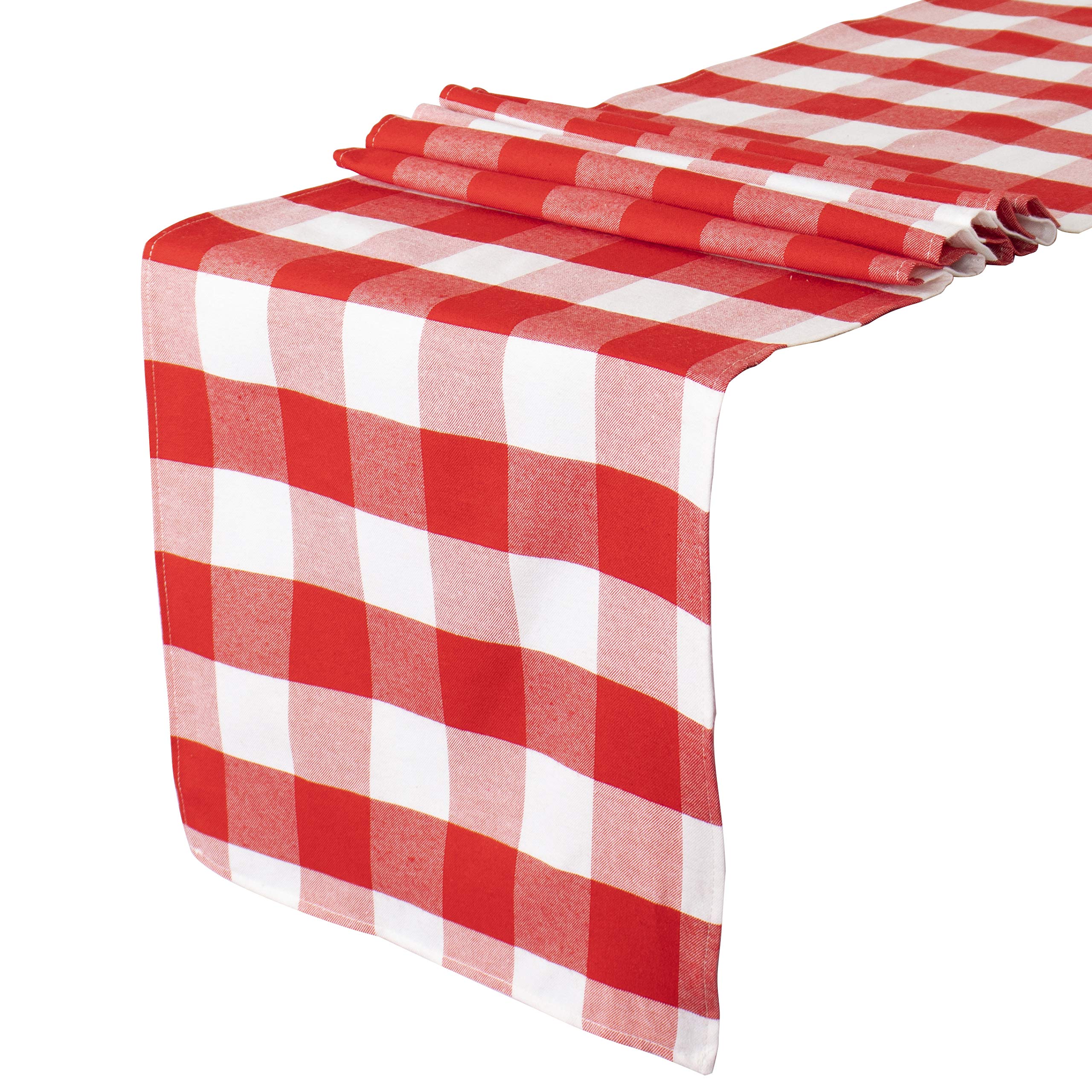 Buffalo Check Table Runner 13x72 Inches - Red and White Cotton Checkered Table Cover for Farmhouse, Kitchen & Dining Room Decor - Perfect for Family Dinners, Holiday Parties & Rustic Weddings