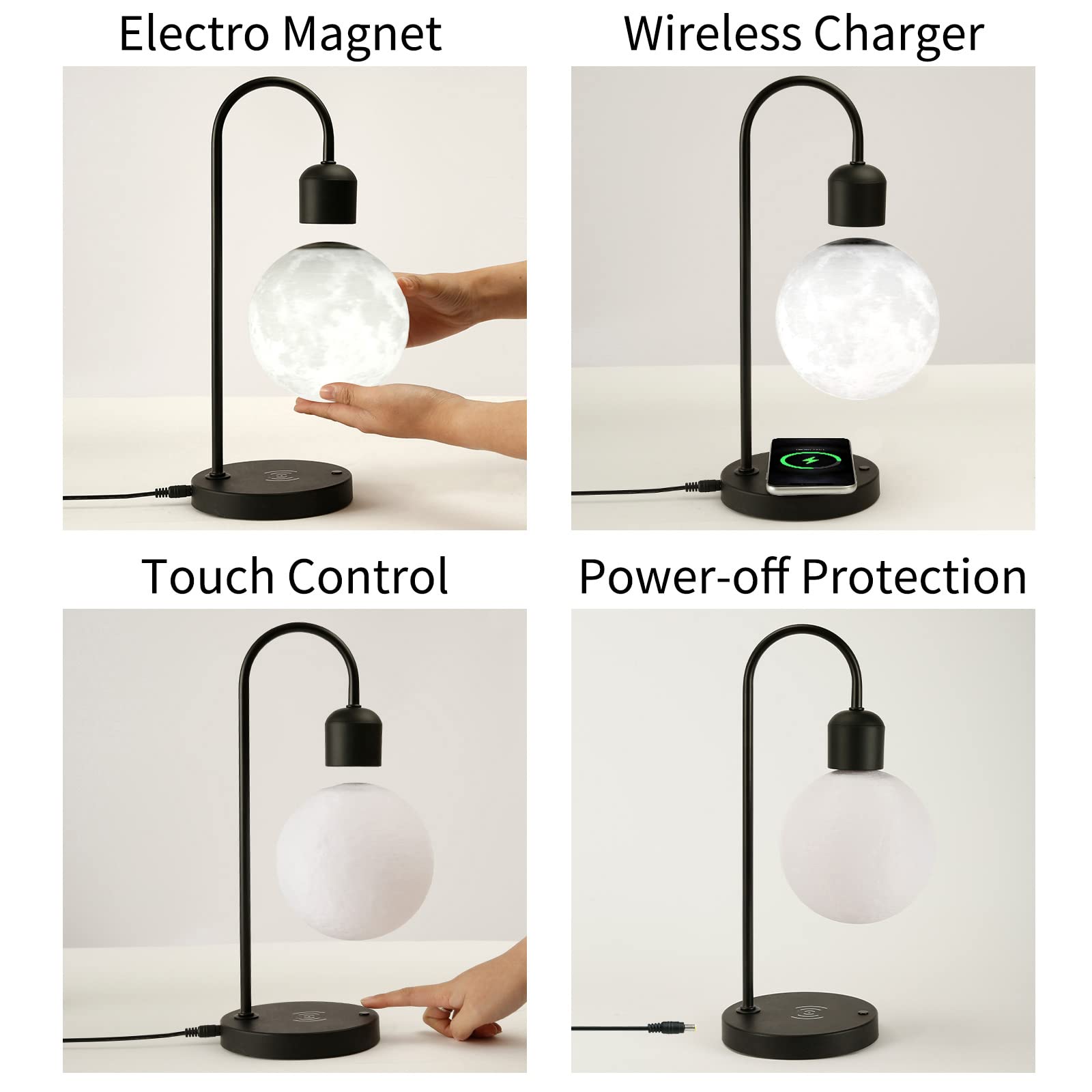 Wireless Charging Floating Moon Lamp with LED Levitating Ball - Magnetic Cloud Desk Night Light for Home, Office Decor, Gift for Friends & Family | Perfect for Bedroom, Living Room, and Relaxation Spaces