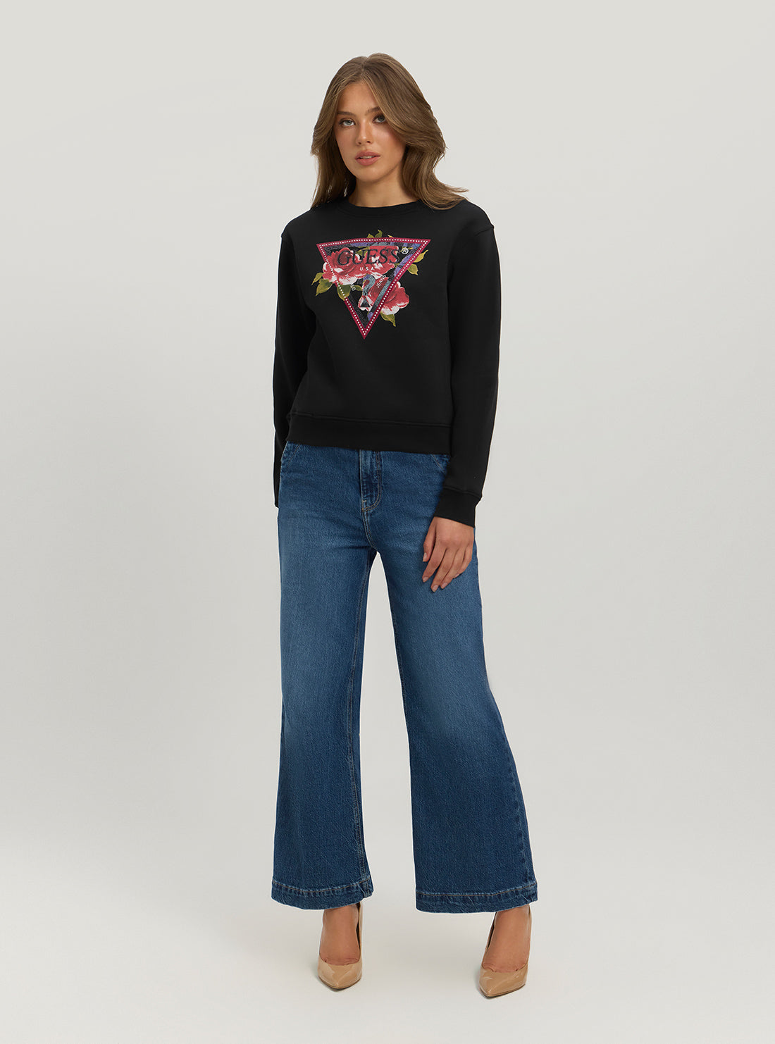 Eco-Friendly Black Roses Logo Sweatshirt - Stylish Unisex Pullover for Casual Wear & Street Fashion