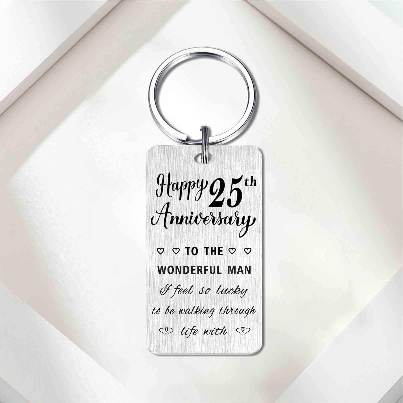 HYHYDHP 25th Anniversary Keychain - Elegant Gift for Husband, Men's Wedding Anniversary Present - Perfect for 25 Year Milestone Celebrations & Romantic Surprises