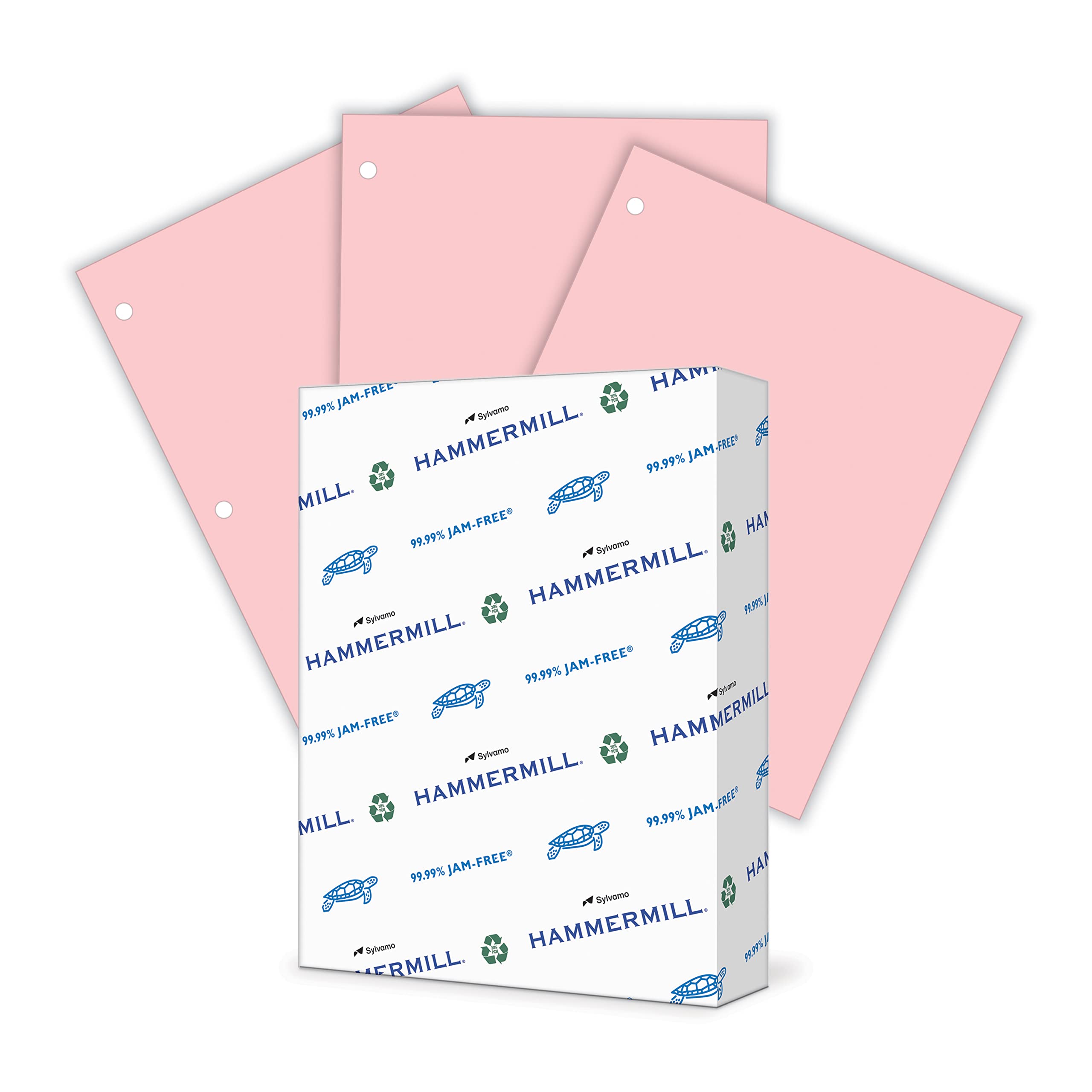 Hammermill 20 lb Pink Colored Printer Paper, 3 Hole Punched - 1 Ream (500 Sheets) - Pastel Paper for School, Office & Craft Projects - Made in USA - 102962R