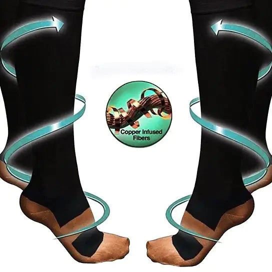 Copper Infused Compression Socks for Women & Men - 15-20 mmHg Graduated Support Socks, Lightweight & Breathable for All-Day Wear - Ideal for Travel, Running, Nursing & Circulation Support