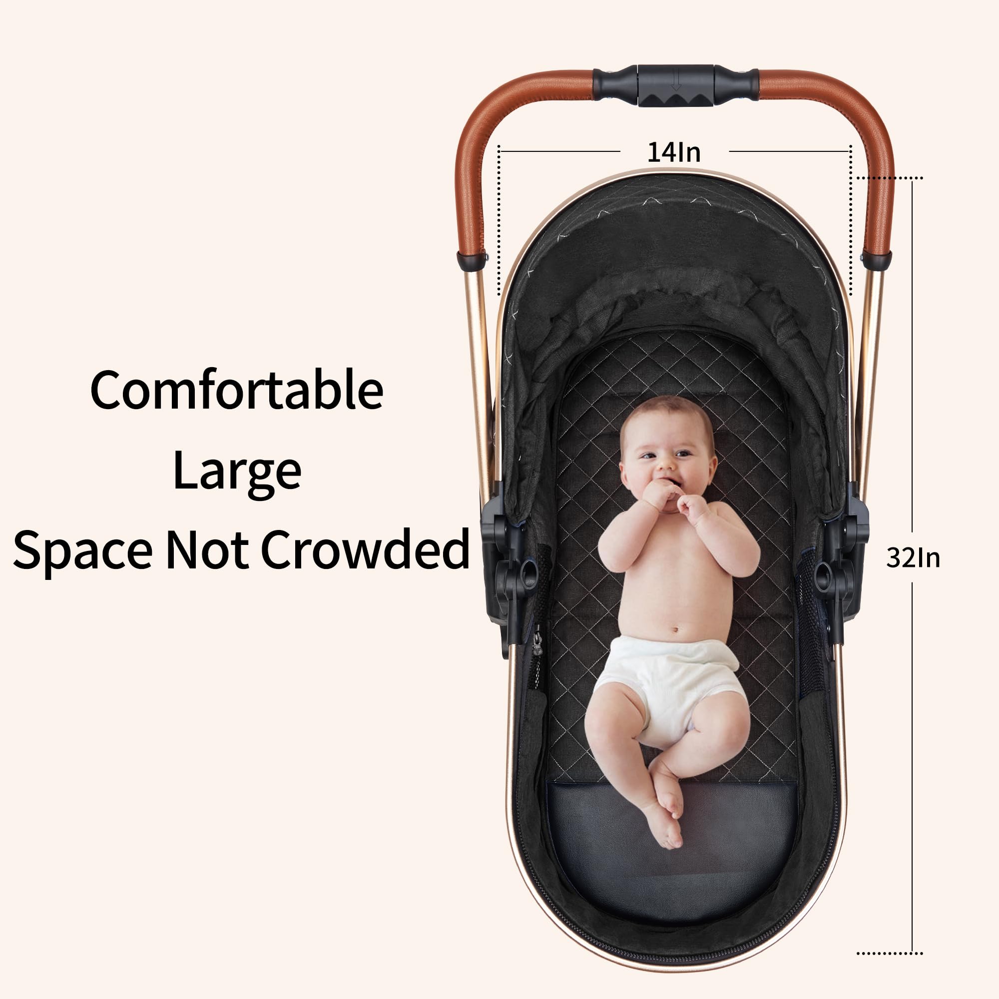 3-in-1 Convertible Baby Stroller with Bassinet & Toddler Seat - Lightweight Foldable Travel Stroller for Newborn to Toddler - Adjustable Reversible Seat & Canopy (Dark Gray) - Perfect for Shopping, Travel & Daily Walks