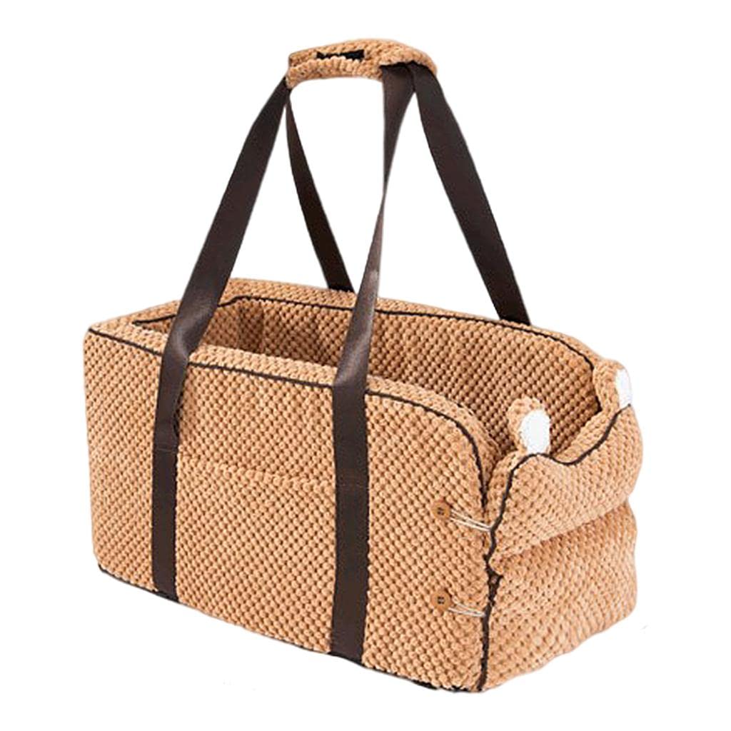 LYLA Soft Non-Slip Dog Car Carrier - Pet Booster Seat & Travel Crate for Cars, House Use - Brown (Perfect for Road Trips, Vet Visits & Home Comfort)