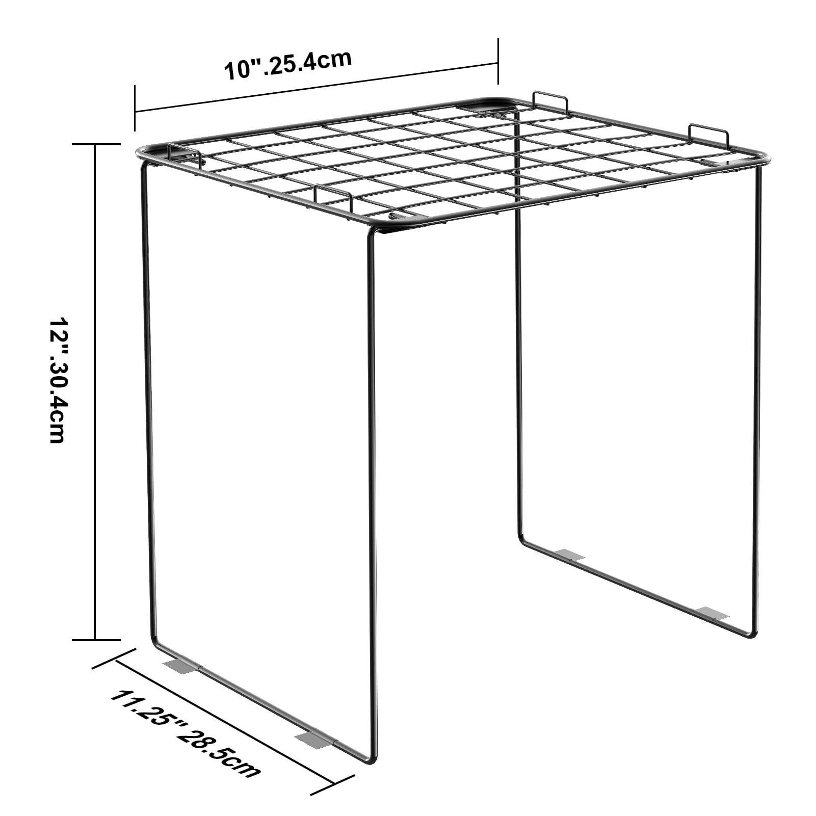 2-Pack Stackable Metal Locker Organizer Shelf - Black Space Saving Shelf for School Lockers, Office, Gym, Kitchen Cabinets & Under Sink Storage - Perfect for Organizing Books, Shoes & Toiletries