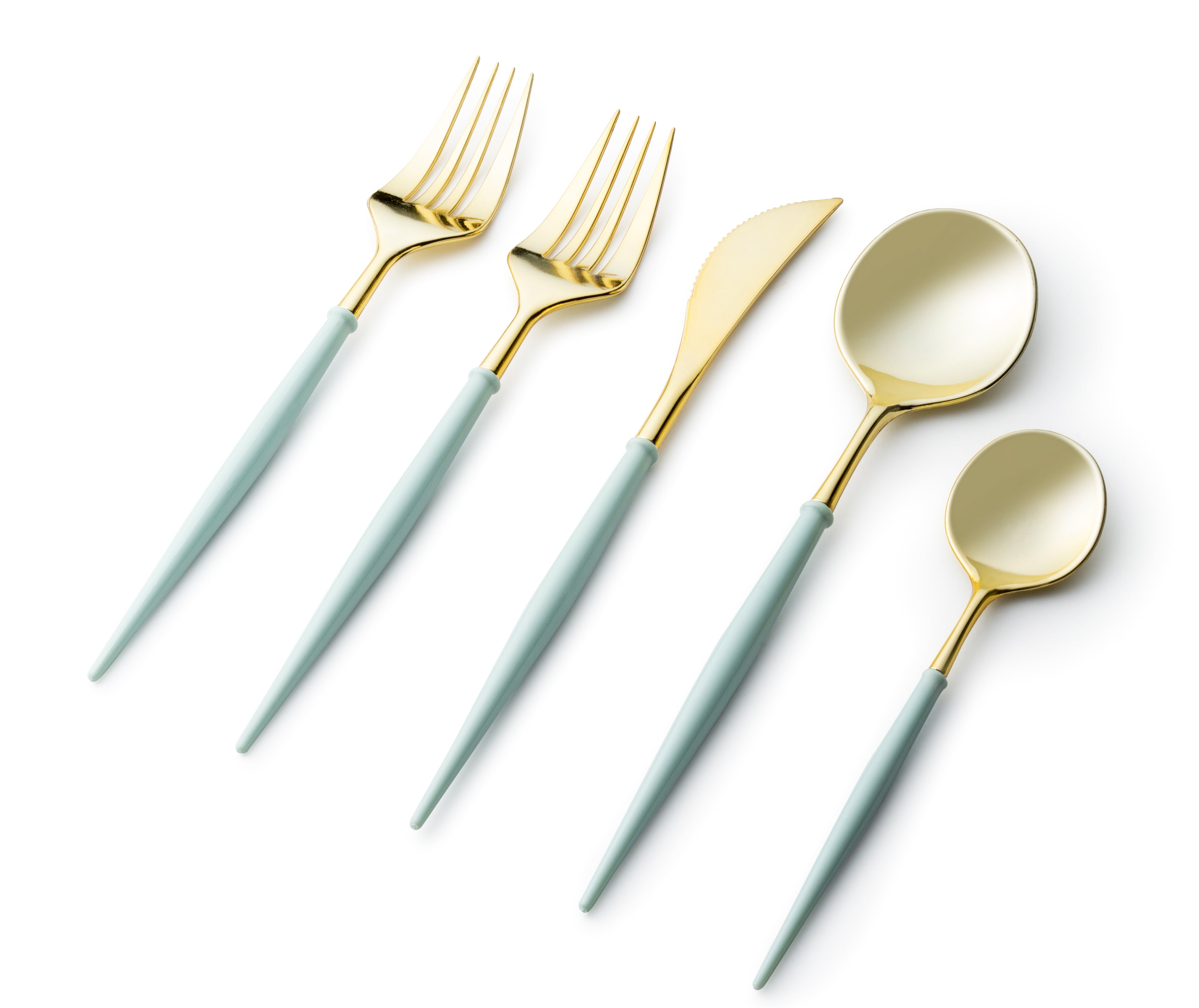 Noble Collection Gold and Turquoise Flatware Set - 40-Piece Silverware Set for 8, Elegant Dinnerware for Formal Dining, Wedding Gifts, and Special Occasions