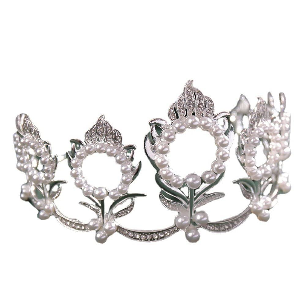 **Vintage Pearl Flower Rhinestone Crown Headband for Women - Elegant Princess Tiara for Brides, Weddings, Birthdays, Pageants & Prom | Perfect Hair Accessory for Special Occasions**