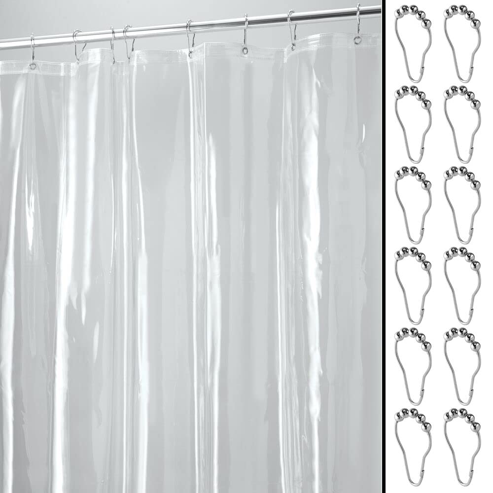Premium Waterproof Heavy Duty Shower Curtain Liner Set - 10-Gauge Vinyl Bathroom Accessories with 12 Hooks (72