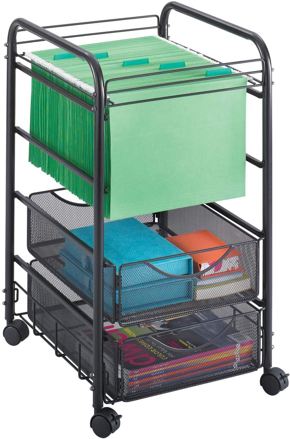 Onyx™ Mesh Black Open File with Drawers [5215BL] - Perfect for Office Organization & Document Storage