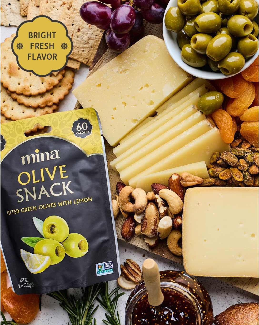 Organic Pitted Green Olives with Lemon - Healthy Keto & Vegan Snack (2.11oz, Pack of 12) | Gluten-Free, All-Natural, 60 Calories per Pack | Perfect for Travel, Lunch Boxes & Low-Carb Diets
