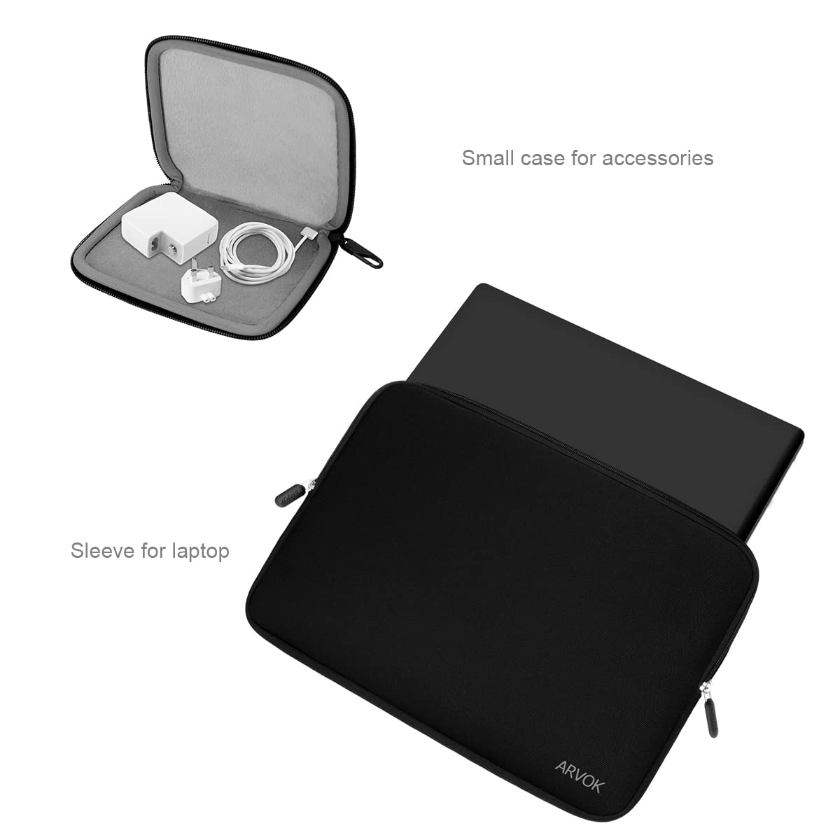ARVOK 13 13.3 14 Inch Waterproof Laptop Sleeve with Extra Storage Bag - Compatible with MacBook Air/Pro 13, MacBook Pro 14, HP, Dell, Asus, Acer & Samsung - Durable Canvas Fabric Computer Case for Work, School & Travel