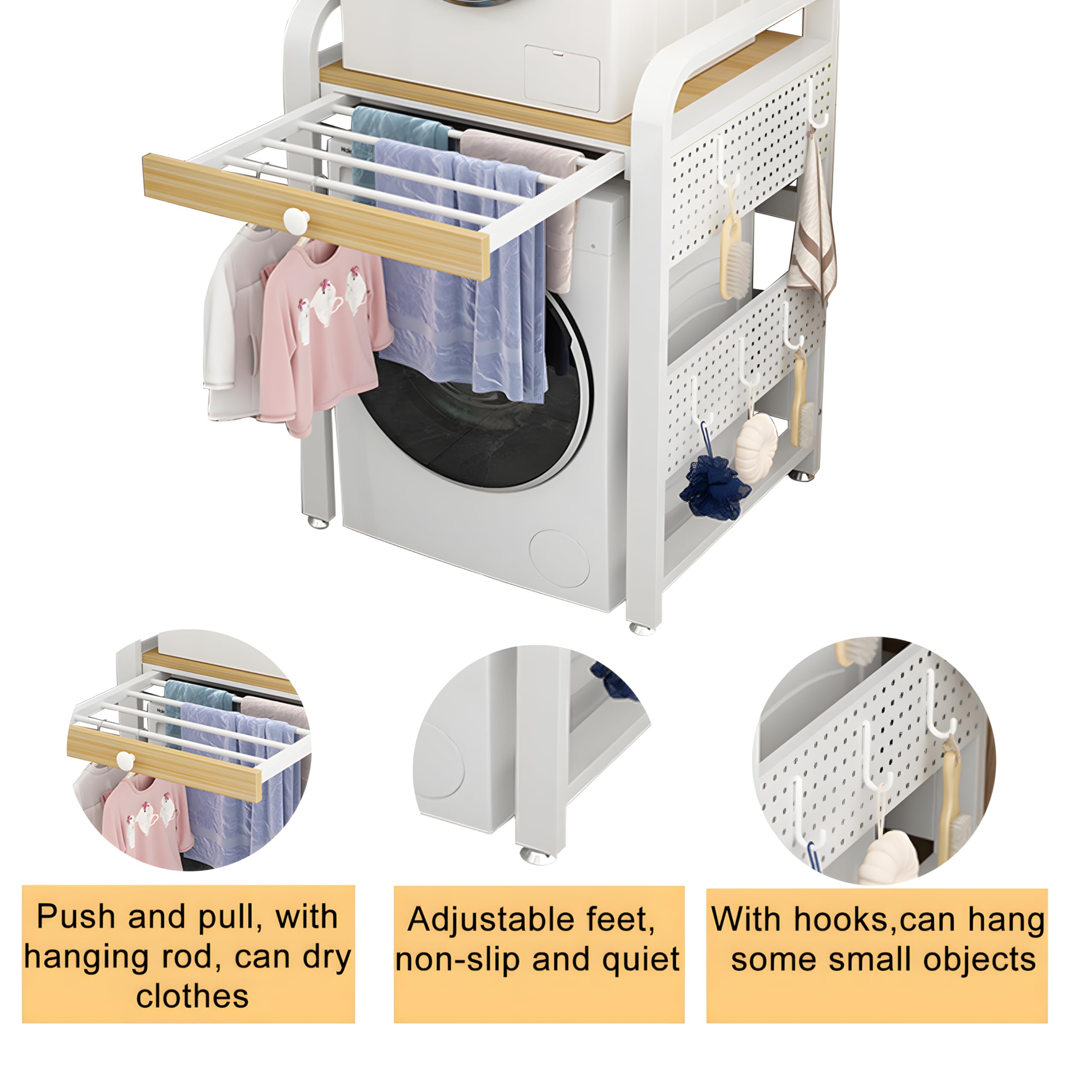 HIYOUGO Stackable Washer Dryer Storage Shelf - 24.4