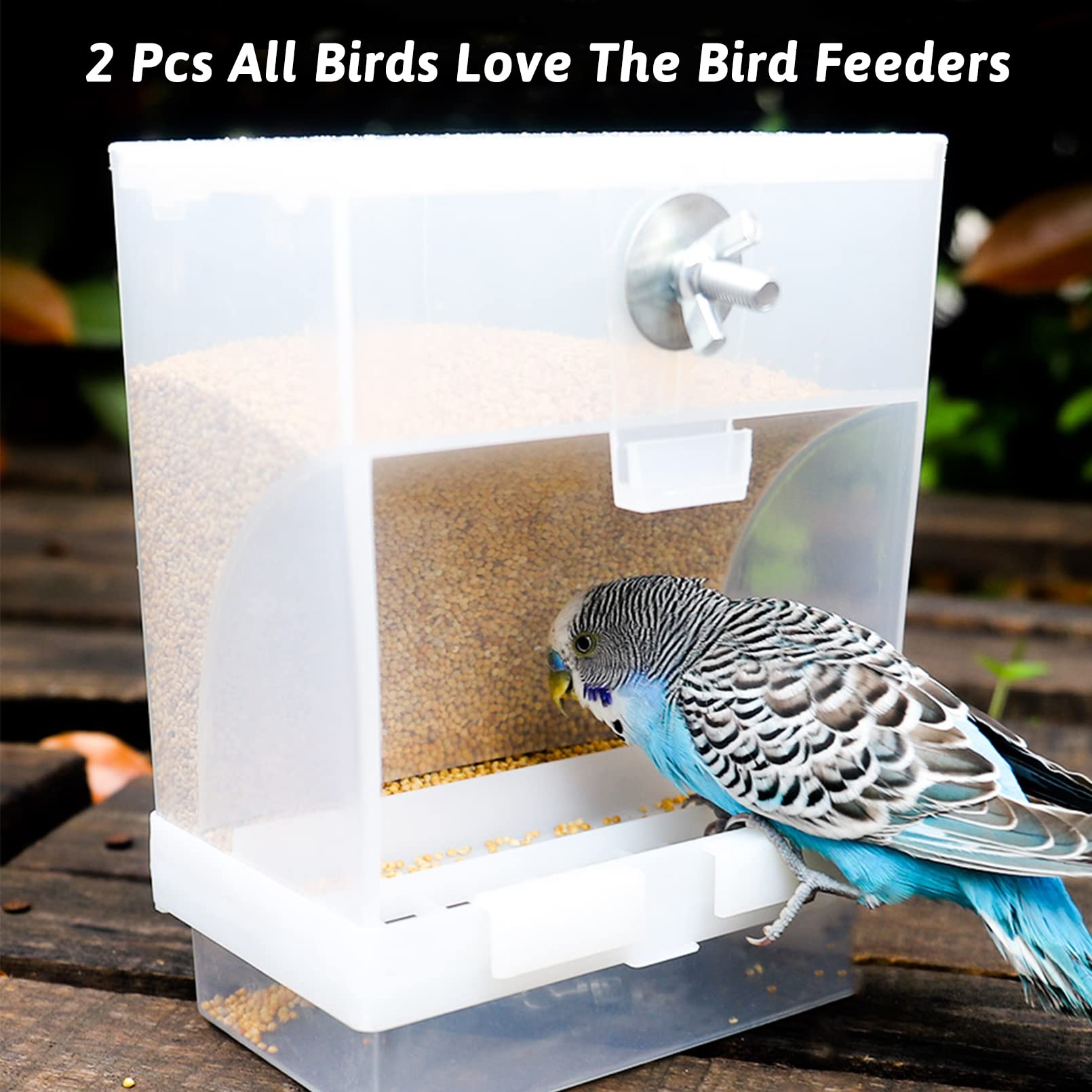 Automatic Bird Feeder for Cockatiel, Parrot & Finch - 2Pcs - Cage Accessories for Mess-Free Feeding