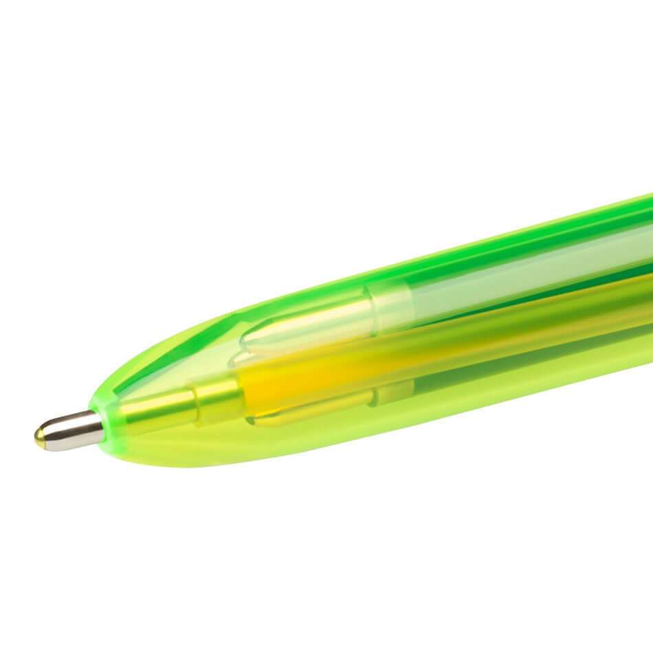 BIC 4-Color Ballpoint Pen with Fluorescent Ink - Perfect for School, Office & Note-Taking | Multipen for Color Coding & Organization