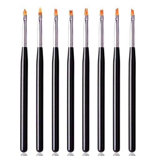 8 PCS Black Acrylic UV Gel Nail Brush Set - Professional Manicure Pen for Nail Art, Polish Painting, Dotting & Flower Design - Perfect for Salon, Home DIY & Nail Art Enthusiasts