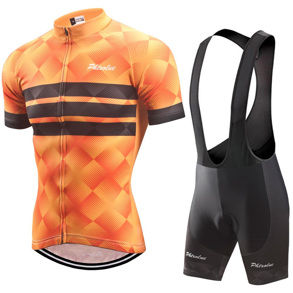 **Men's Cycling Jersey Set with 3D Gel Pad Bib Shorts - Breathable Bike Uniform for Road & Mountain Biking - Perfect for Training & Racing**