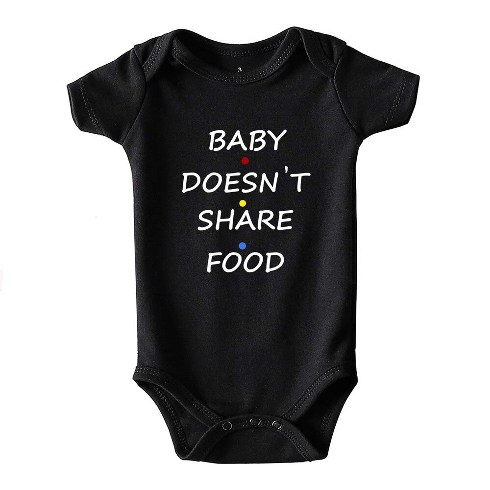 Funny Baby Bodysuits for Boys & Girls - Cute Unisex Onesies with 'Baby Doesn't Share Food' Design - Perfect for Playdates, Family Photos & Everyday Wear