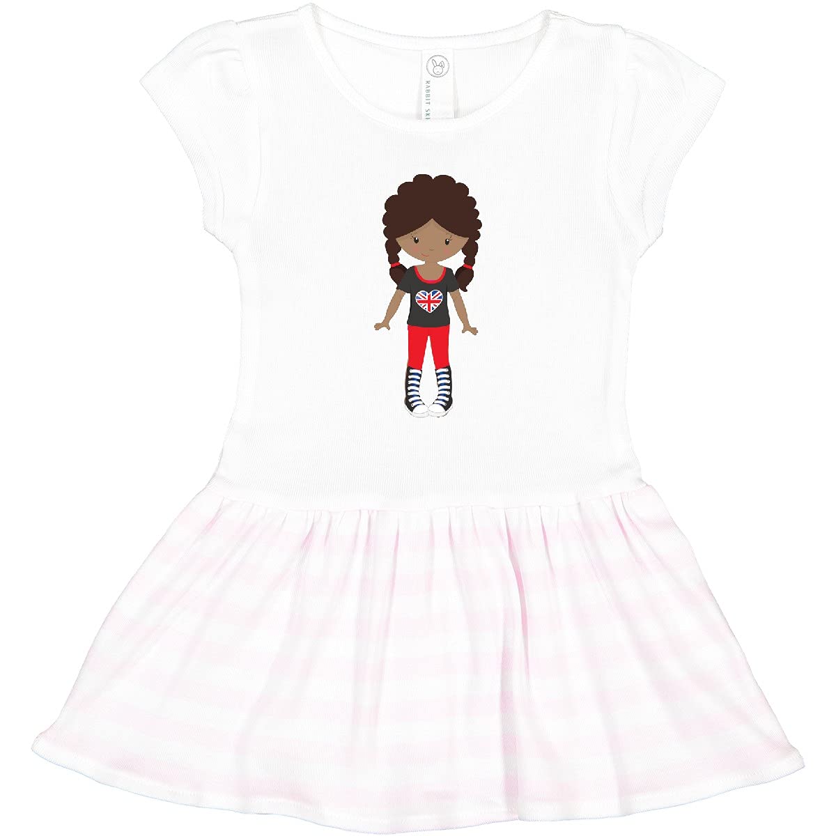 Inktastic African American Girl London Fashion Toddler Dress - Cute Outfit for Playdates, Parties & Special Occasions