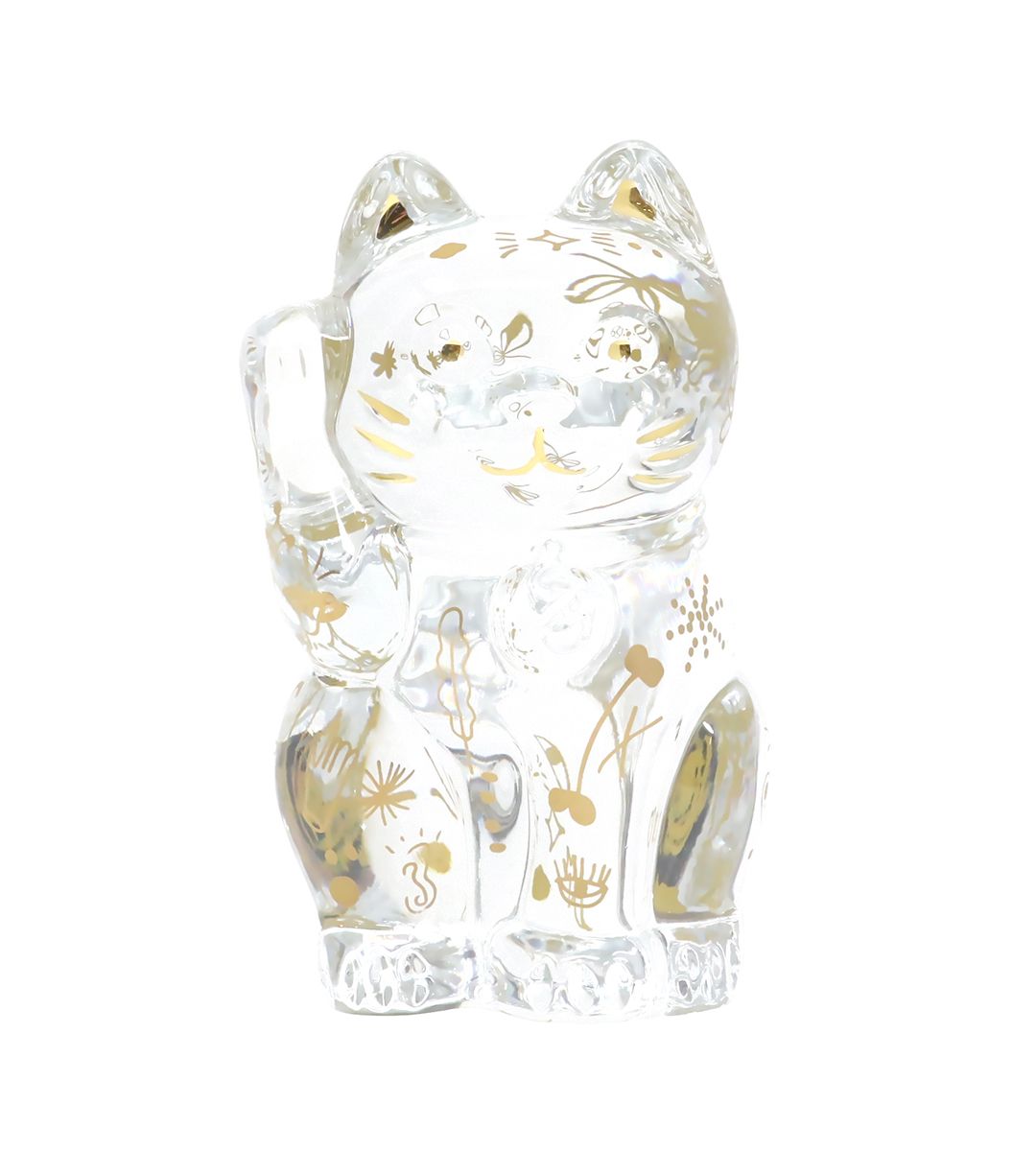Faunacrystopolis Maneki Neko Baccarat Crystal Cat - Japanese Lucky Charm for Home & Office Decor, Wealth & Good Fortune Attractor